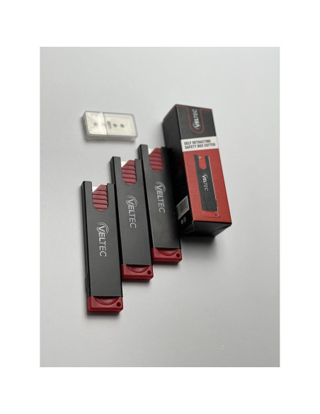 Cortadores de Caja Retráctiles Veltec - Paquete de 3 con 10 Cuchillas Cortadores de Caja Retráctiles Veltec - Paquete de 3 con 10 Cuchillas