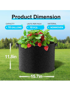 Bolsas de Cultivo de Tela Land Guard 10 Piezas 37.85L 2