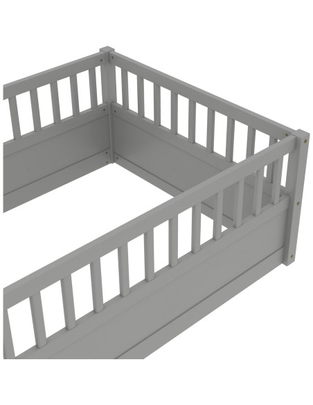 Cama de Piso Twin Bellemave con Alta Cerca Montessori Cama de Piso Twin Bellemave con Alta Cerca Montessori