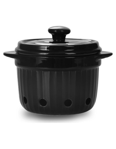 Contenedor de Ajo HAOTOP de Cerámica con Tapa - 500 ml Negro