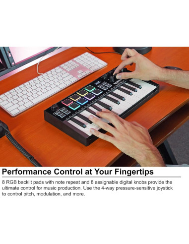 Controlador MIDI Inalámbrico Rockville M25 25 Teclas Negro