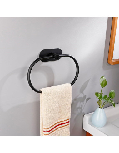 Anillo de Toalla de Baño Eolax Autoadhesivo Acero Inoxidable Negro