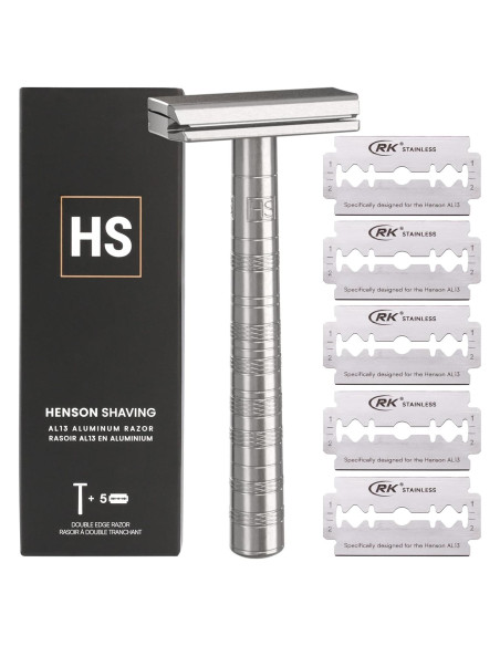 Maquinilla de Afeitar Henson - Doble Cuchilla Aluminio con 5 Repuestos Maquinilla de Afeitar Henson - Doble Cuchilla Aluminio con 5 Repuestos