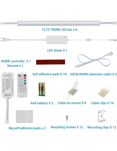 Kit de luces LED bajo gabinete Litever RGB + 5000K regulable