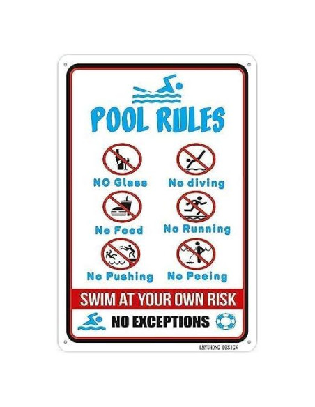 Cartel de Metal 20x30 cm MDRHCSW Decoración Piscina Reglas Cartel de Metal 20x30 cm MDRHCSW Decoración Piscina Reglas