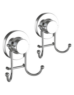 Ganchos de Ventosa HOME SO Cromado para Ducha y Cocina - 2 Unidades