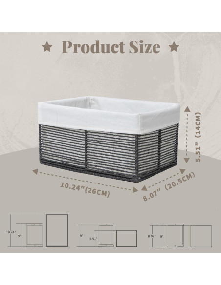 Cesta de Almacenamiento Rectangular GYASVWU - Negro Pequeño Cesta de Almacenamiento Rectangular GYASVWU - Negro Pequeño