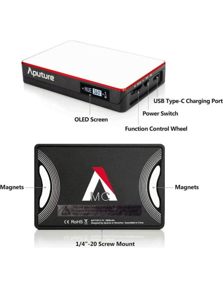 Luz de Video Aputure Amaran MC RGBWW 3200K-6500K CRI 96+ Luz de Video Aputure Amaran MC RGBWW 3200K-6500K CRI 96+