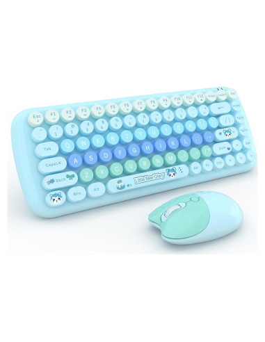 Combo Teclado y Ratón Inalámbrico TZBBL Estilo Retro Multicolor