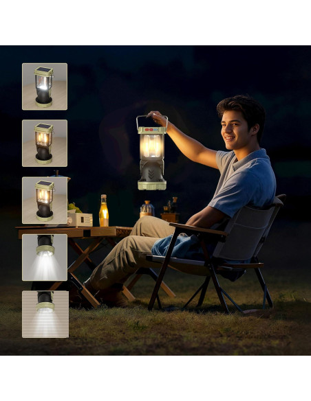 Lámpara de Camping Solar HOMY HM-CA, Carga Dual USB-C y Solar Lámpara de Camping Solar HOMY HM-CA, Carga Dual USB-C y Solar