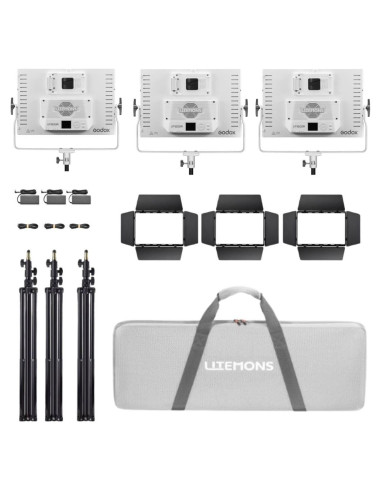 Kit de Iluminación Godox Litemons LP1200R 120W RGB 3 Luces