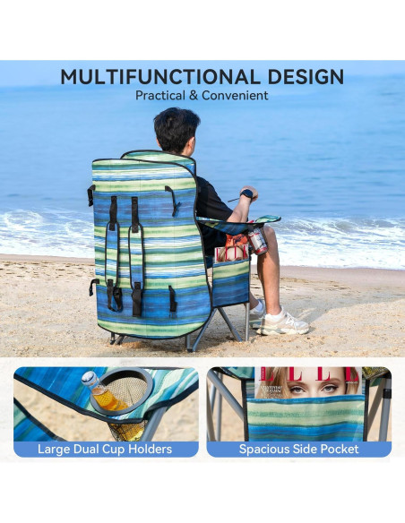 Silla de Camping Plegable Thallike con Dosel Reforzado Azul Silla de Camping Plegable Thallike con Dosel Reforzado Azul