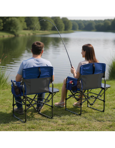 Silla de Camping Plegable GarveeLife Azul con Mesa Lateral