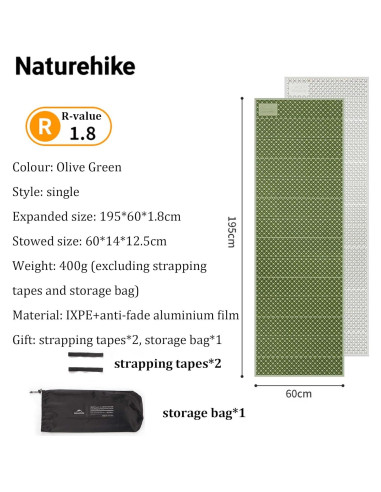 Colchoneta de Camping Windhike Ultra-Ligera 400g IXPE Aluminio
