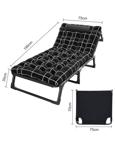 Cama de Camping Plegable Toilmua 190x75cm 200kg Ajustable