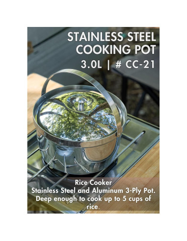 Olla de Cocina Campingmoon 3L Acero Inoxidable 3 Capas IH