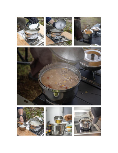 Olla de Cocina Campingmoon 3L Acero Inoxidable 3 Capas IH