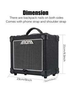 Amplificador de guitarra eléctrica 10W Aroma AG-10S Bluetooth Negro 2
