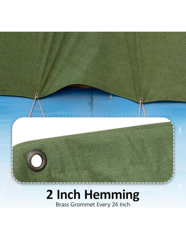 Lona Resistente Zuperia 3.05x3.66m Verde Oliva con Ojetes