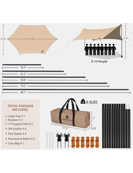 Toldo de Camping HOEYITO 4.57x3.81m Impermeable Anti-UV Toldo de Camping HOEYITO 4.57x3.81m Impermeable Anti-UV