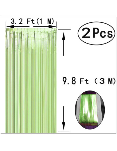 Cortinas de Flecos de Papel de Aluminio Verde JUICY MOOM 0.97m x 3m