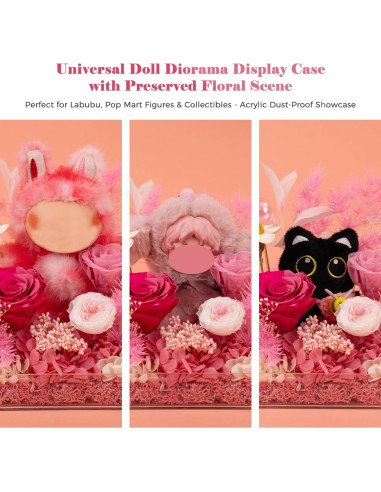 Caja de Exhibición Acrílica Rosaura con Flores Eternas 17.78x15.24 cm