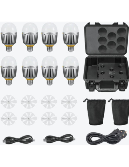 Kit de 8 Luces Creativas Godox C7R RGBWW 7W Batería Incorporada Kit de 8 Luces Creativas Godox C7R RGBWW 7W Batería Incorporada