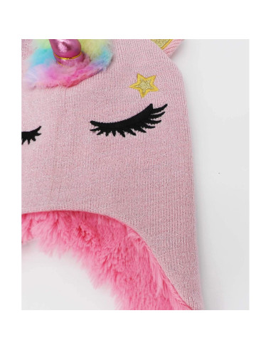 Gorro de Invierno para Niñas Unicornio Brillante Talla Única