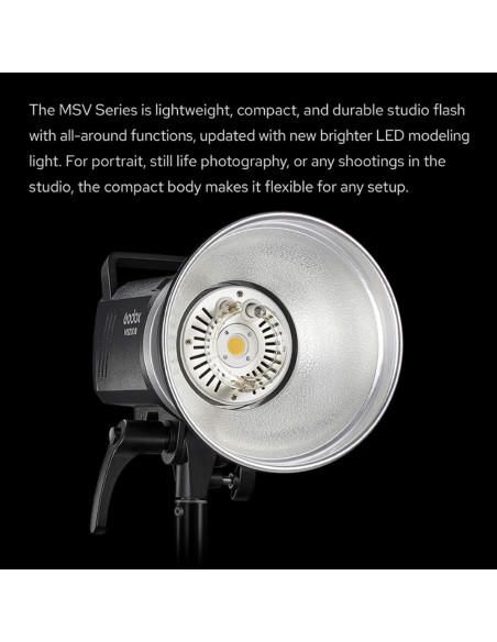 Flash Estroboscópico Godox MS200V 200W con LED 5600K Flash Estroboscópico Godox MS200V 200W con LED 5600K