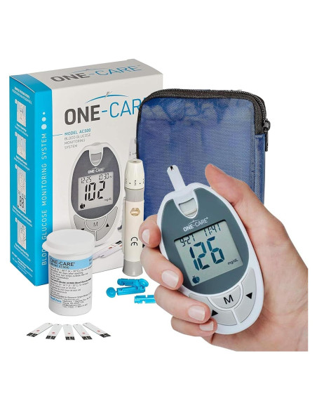 Kit de Monitoreo de Glucosa ONE-CARE con Glucometro y Tiras Kit de Monitoreo de Glucosa ONE-CARE con Glucometro y Tiras