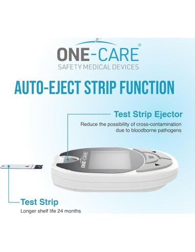 Kit de Monitoreo de Glucosa ONE-CARE con Glucometro y Tiras