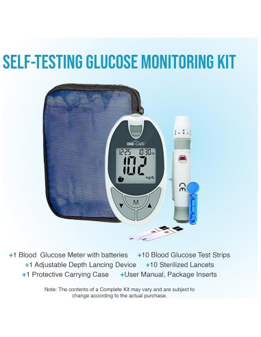 Kit de Monitoreo de Glucosa ONE-CARE con Glucometro y Tiras