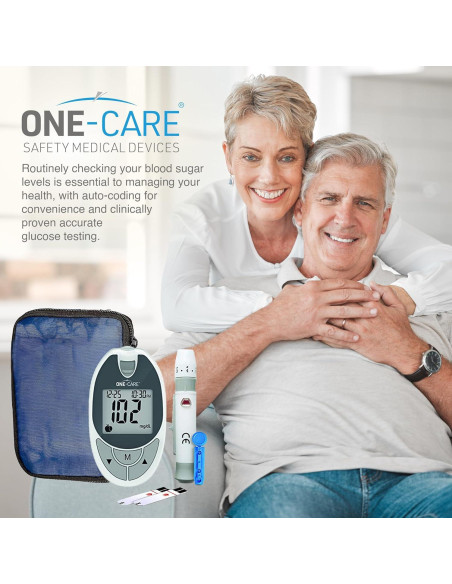 Kit de Monitoreo de Glucosa ONE-CARE con Glucometro y Tiras Kit de Monitoreo de Glucosa ONE-CARE con Glucometro y Tiras