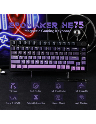 Teclado Inalámbrico EPOMAKER HE75 RGB Magnético 81 Teclas