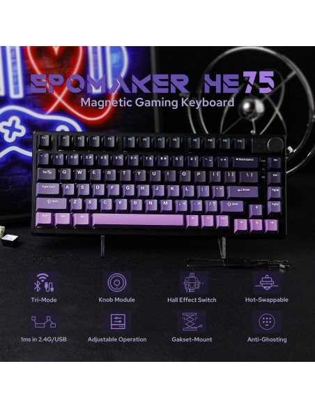 Teclado Inalámbrico EPOMAKER HE75 RGB Magnético 81 Teclas Teclado Inalámbrico EPOMAKER HE75 RGB Magnético 81 Teclas