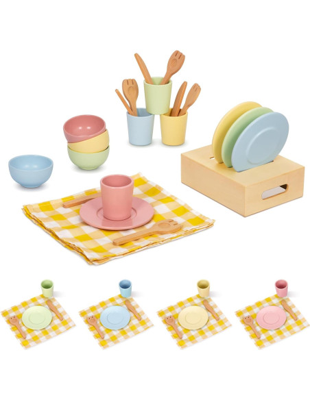 Juego de cocina de madera OOOK 25 PCS para niños 3+ años Juego de cocina de madera OOOK 25 PCS para niños 3+ años