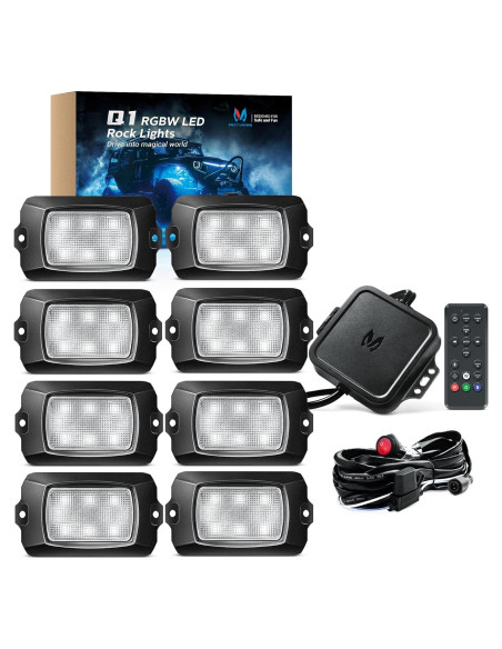 Luces de Roca RGBW MICTUNING Q1 - 8 Pods, Control Remoto y APP Luces de Roca RGBW MICTUNING Q1 - 8 Pods, Control Remoto y APP