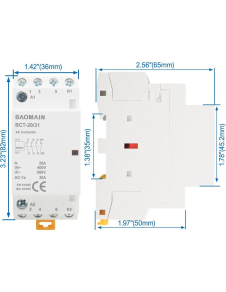 Contactores Modulares Baomain 24V AC 20A 4 Polos DIN BCT-20/31 Contactores Modulares Baomain 24V AC 20A 4 Polos DIN BCT-20/31
