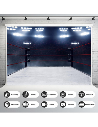 Fondo de Fotografía Boxeo 3x2m Vinilo Personalizado Azul Gris