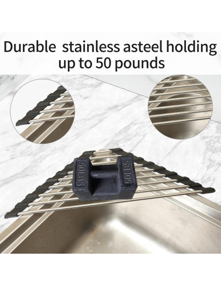 Estante de Secado de Platos Plegable Ahyuan 41.4x23.9cm Acero Inoxidable Estante de Secado de Platos Plegable Ahyuan 41.4x23.9cm Acero Inoxidable