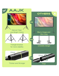 Pantalla de Proyector AAJK 150" Portátil 4K HD con Soporte 2