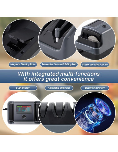 Afilador de cuchillos eléctrico QAMGCYW 5 en 1 con LCD