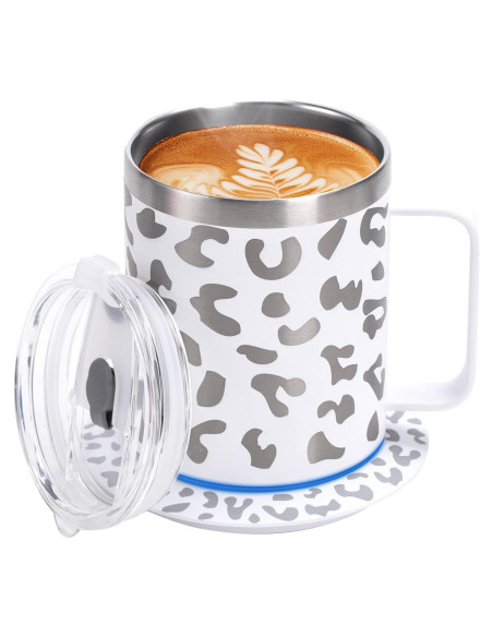 Taza Calentadora de Café 350ml Xianchuang Leopardo Blanco Taza Calentadora de Café 350ml Xianchuang Leopardo Blanco