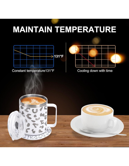 Taza Calentadora de Café 350ml Xianchuang Leopardo Blanco Taza Calentadora de Café 350ml Xianchuang Leopardo Blanco