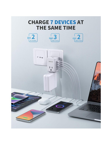 Adaptador de Viaje EPICKA Tipo L a Italia con 5 Puertos USB