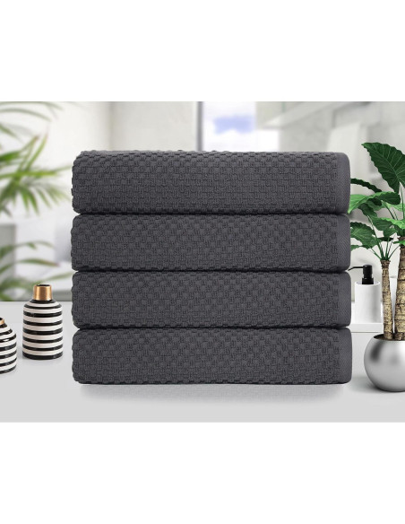 Juego de 4 Toallas de Baño COTTON CRAFT Waffle 450 GSM Gris Juego de 4 Toallas de Baño COTTON CRAFT Waffle 450 GSM Gris