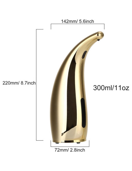 Dispensador de Jabón Automático GULICA 300ml Oro IPX6 Dispensador de Jabón Automático GULICA 300ml Oro IPX6