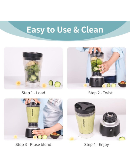 Licuadora Personal La Reveuse 250W con Taza de 450ml Libre de BPA Licuadora Personal La Reveuse 250W con Taza de 450ml Libre de BPA