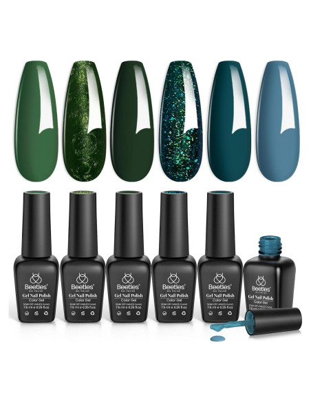 Set de Esmalte de Uñas en Gel Beetles - 6 Colores Verde Set de Esmalte de Uñas en Gel Beetles - 6 Colores Verde