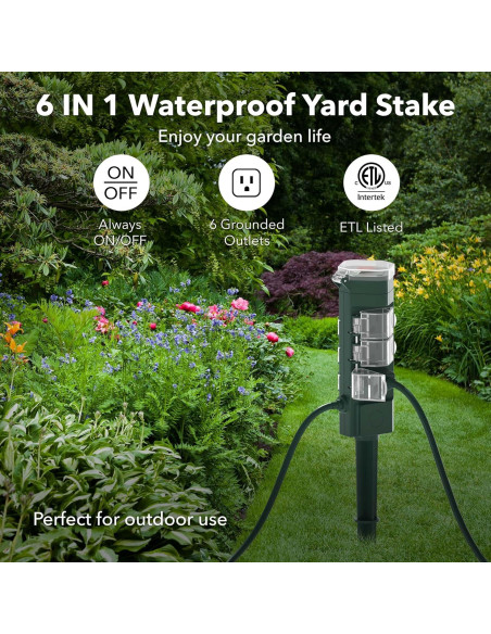 Enchufe Inteligente HBN para Exterior 6 Salidas WiFi IP44 Enchufe Inteligente HBN para Exterior 6 Salidas WiFi IP44